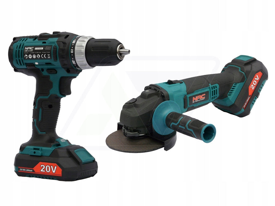 SCREWDRIVER + CORDLESS GRINDER NAC 2 BATTERIES 20 V 2 AH AND 4 AH Packaging status original