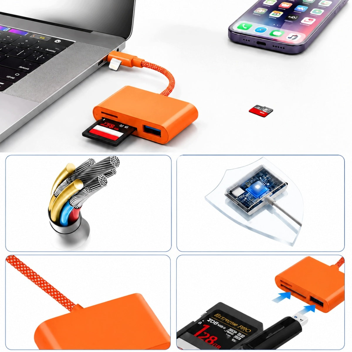 SD CARD READER ADAPTER UNIVERSAL 3 IN 1 FOR PHONE COMPUTER FOR HOME Manufacturer no brand