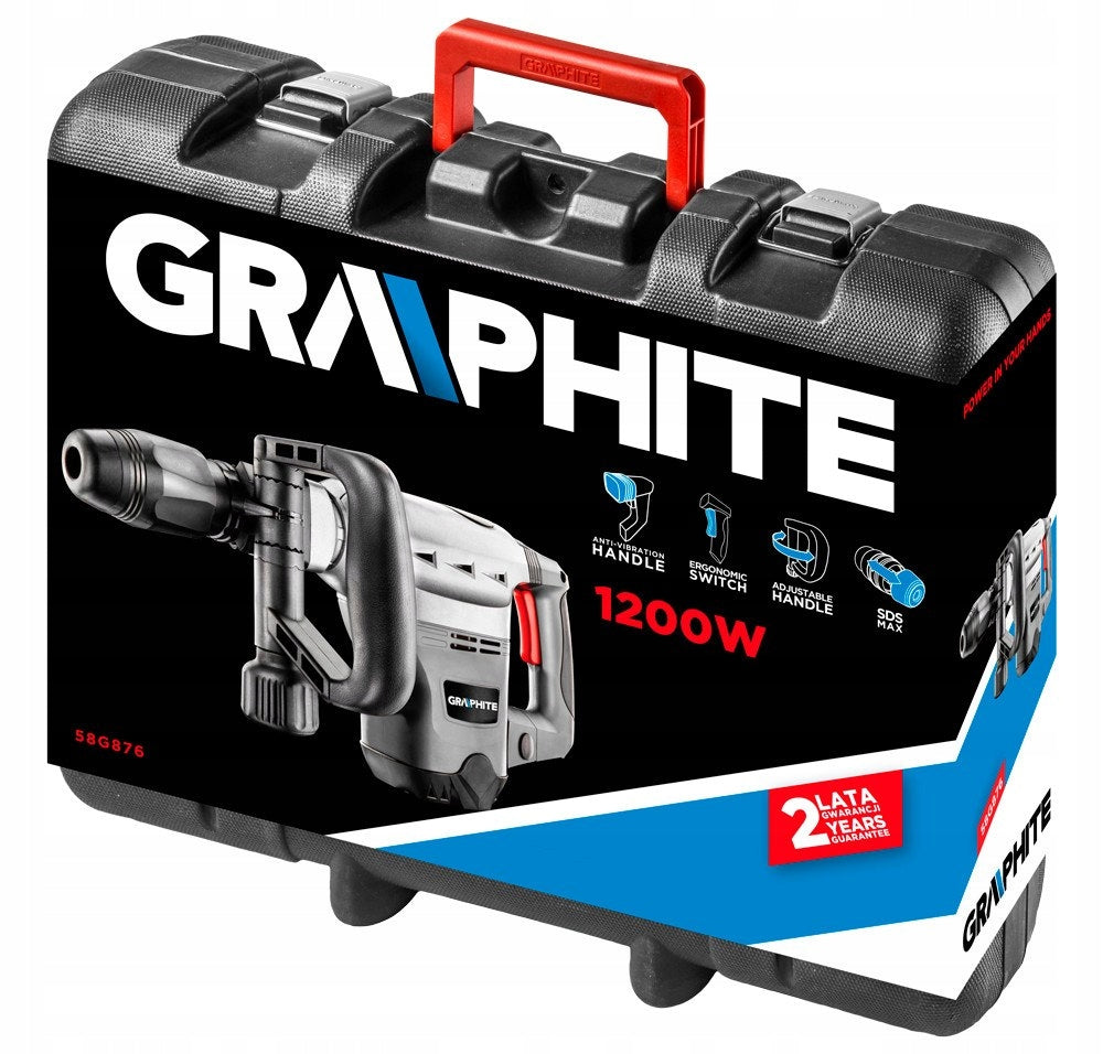 SDS Max 1200W Demolition Hammer, Graphite Case Impact energy 15 J