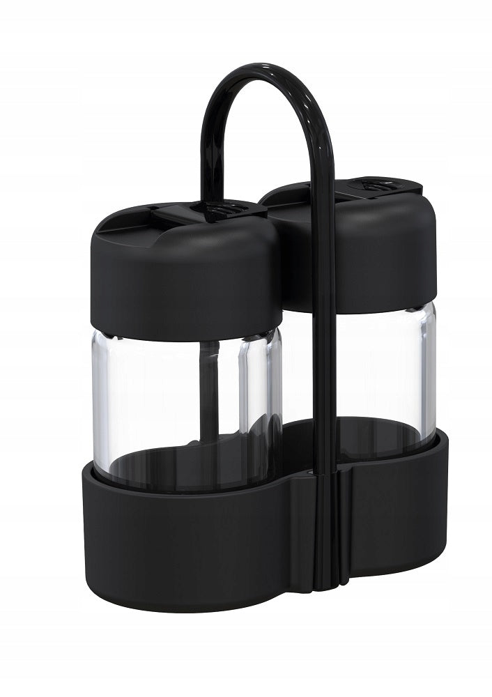 SEASONING for home restaurant table BLACK salt shaker pepper shaker container Manufacturer code przyprawnik 2 pojemniki w stojaku
