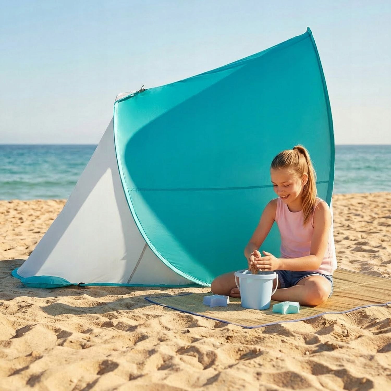 SELF-FOLDING BEACH TENT SCREEN CLOSED POP UP UV50 OUTTEC Brand Outtec