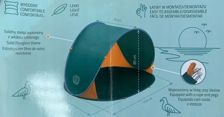 SELF-FOLDING BEACH TENT UTENDORS 156x105CM Brand Utendors