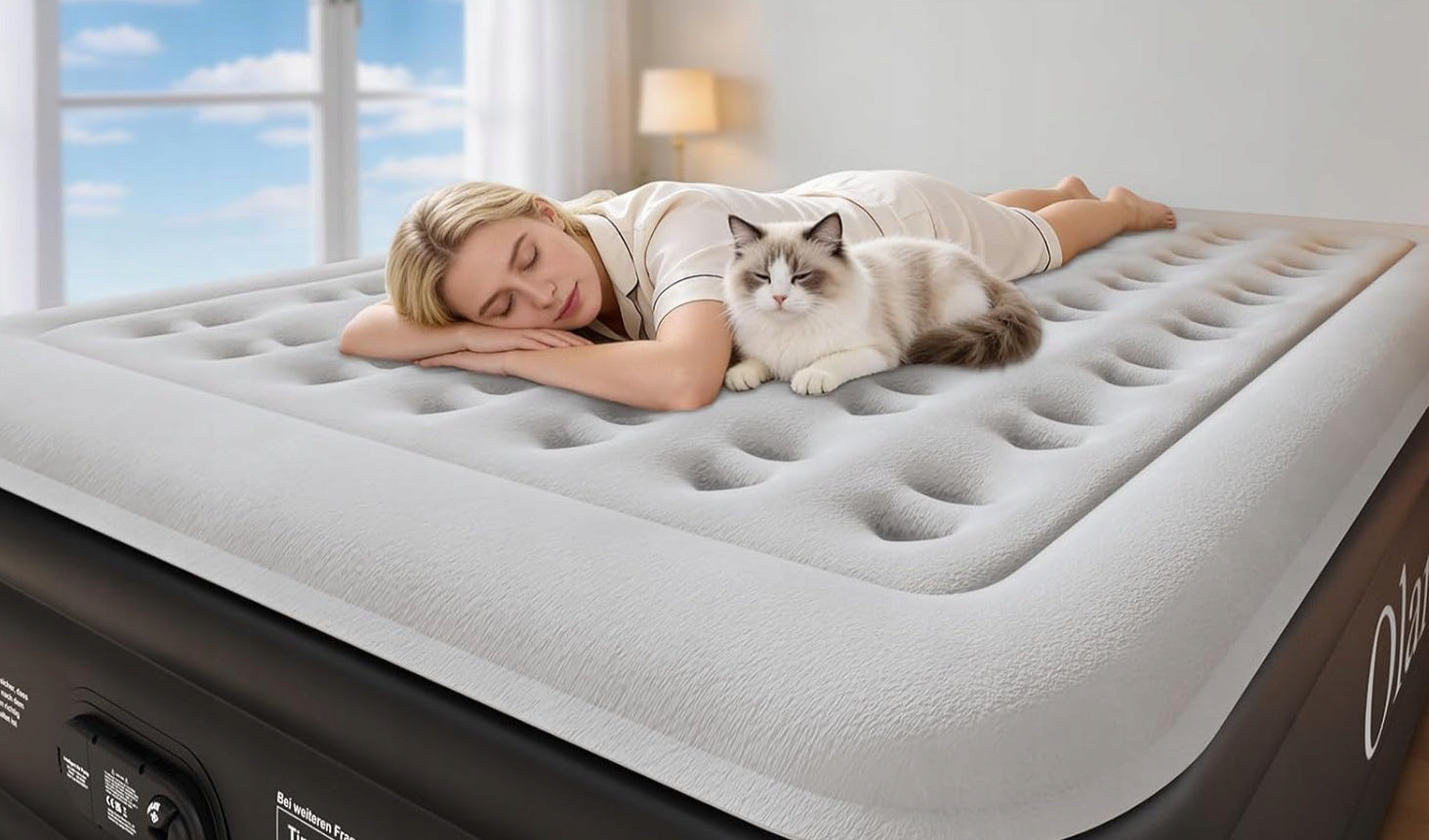 SELF-INFLATING MATTRESS XXXL 183 x 213 x 46 CM FOR 3 PEOPLE SOFA BED UP TO 330KG Manufacturer code b0fj1x4pvn
