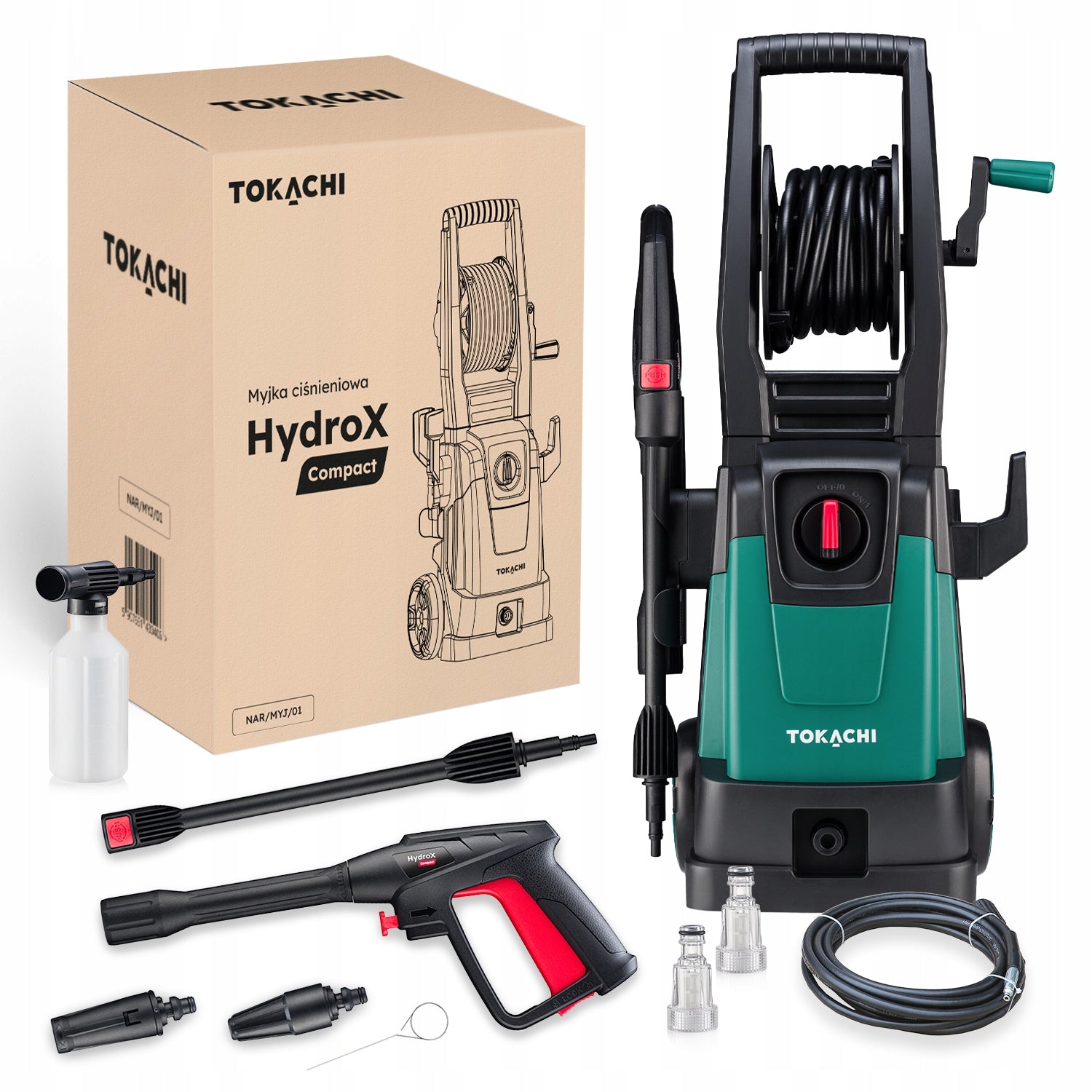 SELF-SUCTION PRESSURE WASHER POWERFUL PUMP 2000W TURBO NOZZLE L6 RETRACTOR SET Brand Tokachi
