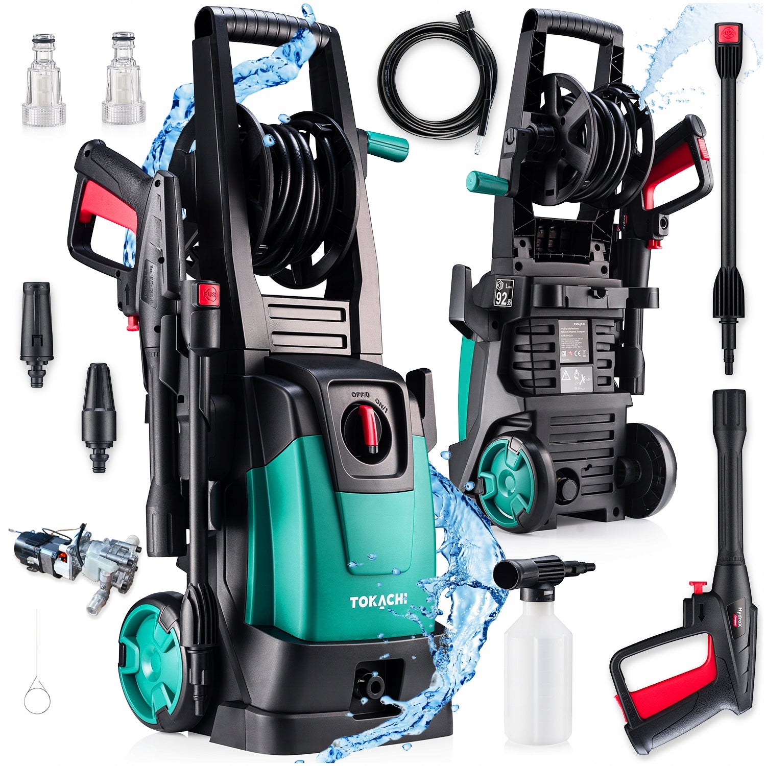 SELF-SUCTION PRESSURE WASHER POWERFUL PUMP 2000W TURBO NOZZLE L6 RETRACTOR SET