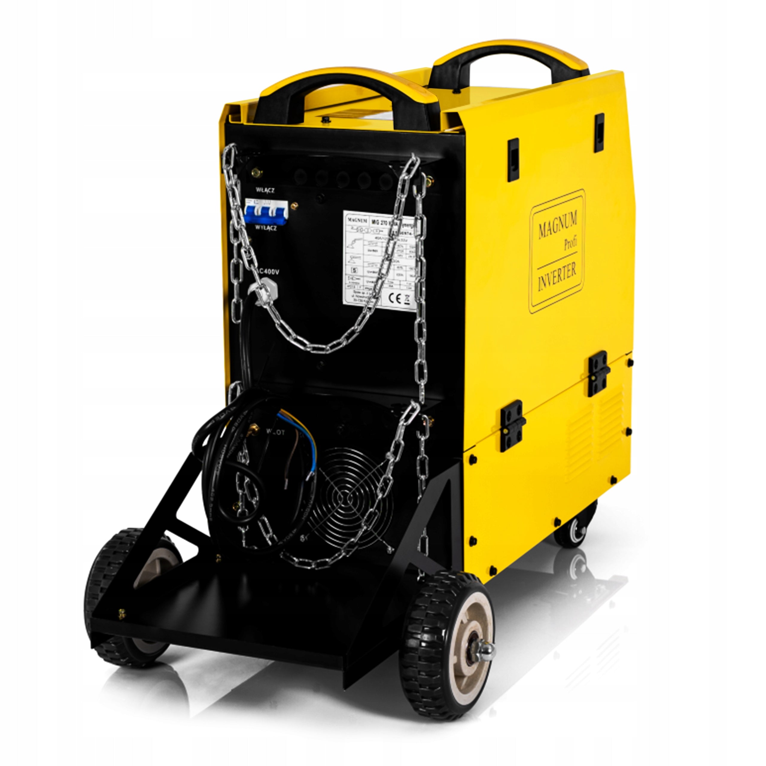 SEMI-AUTOMATIC WELDING MACHINE MAGNUM MIG 270 MMA SYNERGY 270A 400V IGBT 4X4 ALU Power consumption 12.5 kVA