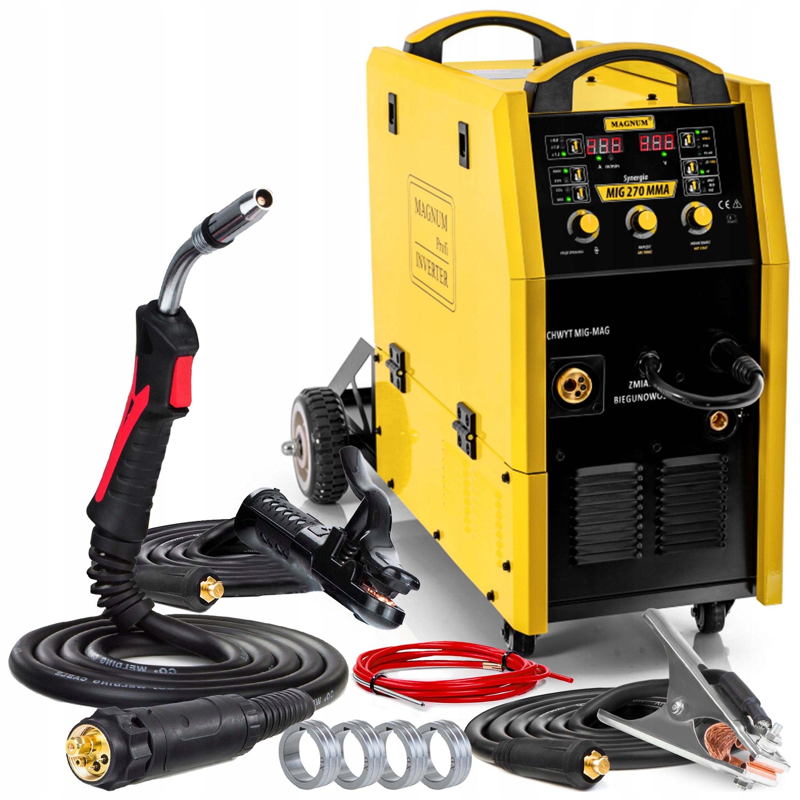 SEMI-AUTOMATIC WELDING MACHINE MAGNUM MIG 270 MMA SYNERGY 270A 400V IGBT 4X4 ALU