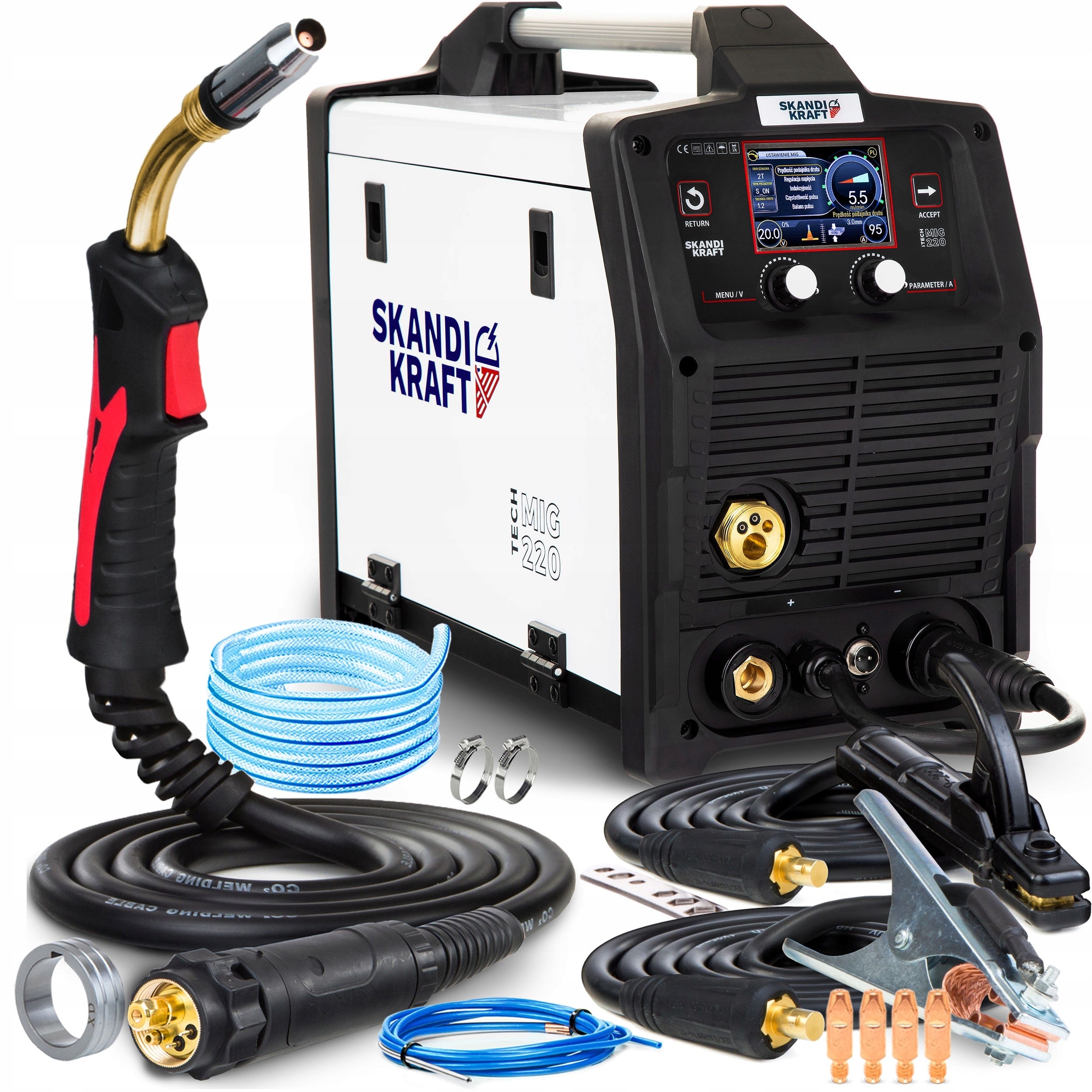 SEMI-AUTOMATIC WELDING MACHINE SKANDI KRAFT MIG 220 MAG MMA TIG LIFT 200A 230V 3IN1