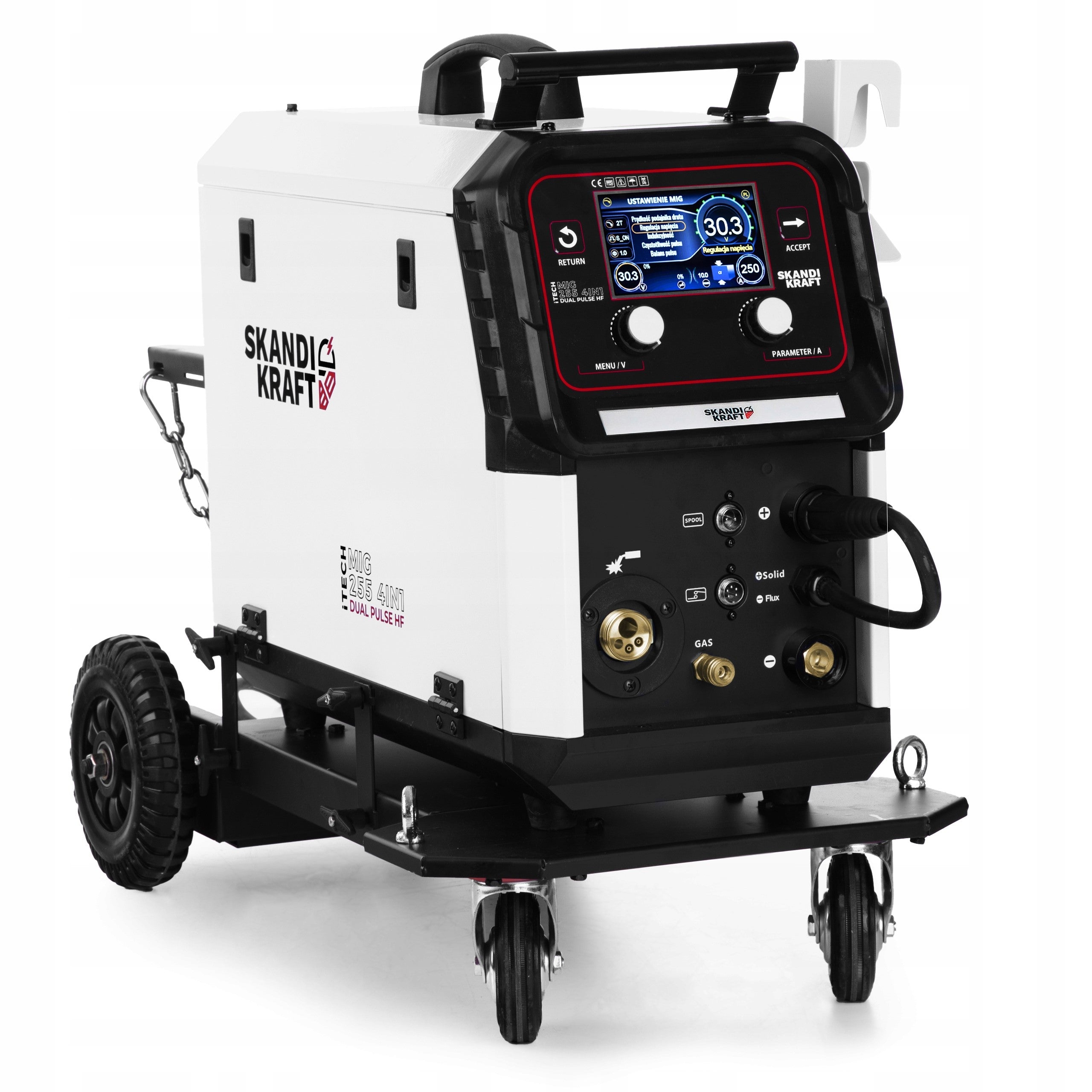SEMI-AUTOMATIC WELDING MACHINE SKANDI KRAFT MIG 255 4IN1 4R DUAL PULSE SYNERGY Packaging status original