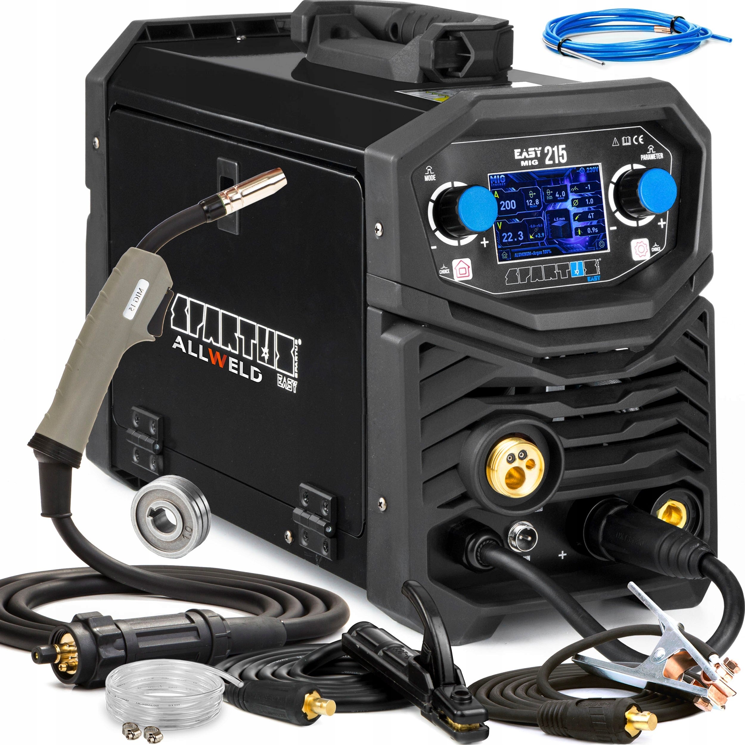 SEMI-AUTOMATIC WELDING MACHINE SPARTUS EASY MIG 215 MMA TIG 230V 200A 3IN1 SYNERGY