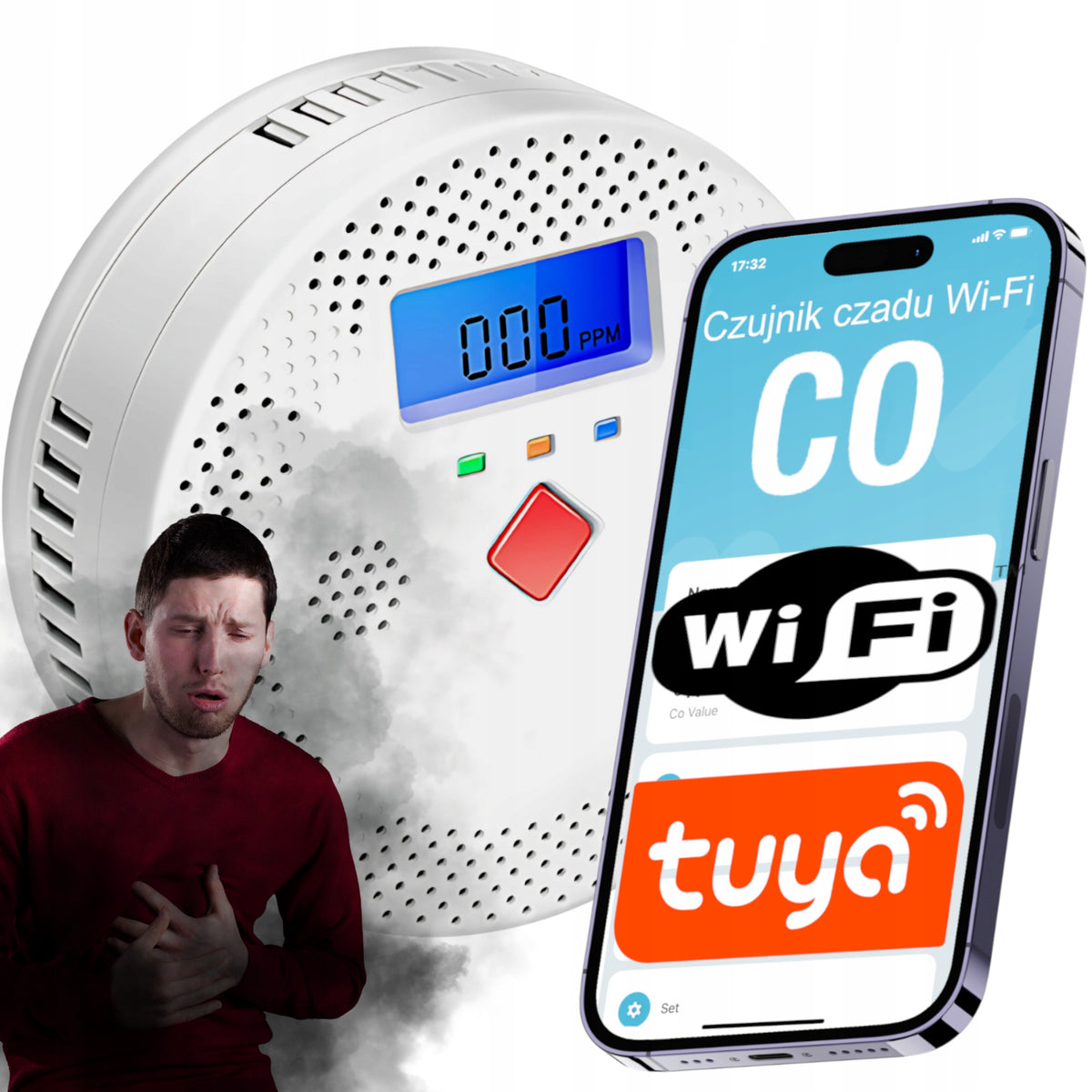 SENSOR CARBON MONOXIDE DETECTOR CO TUYA WIFI CERTIFIED DETECTOR