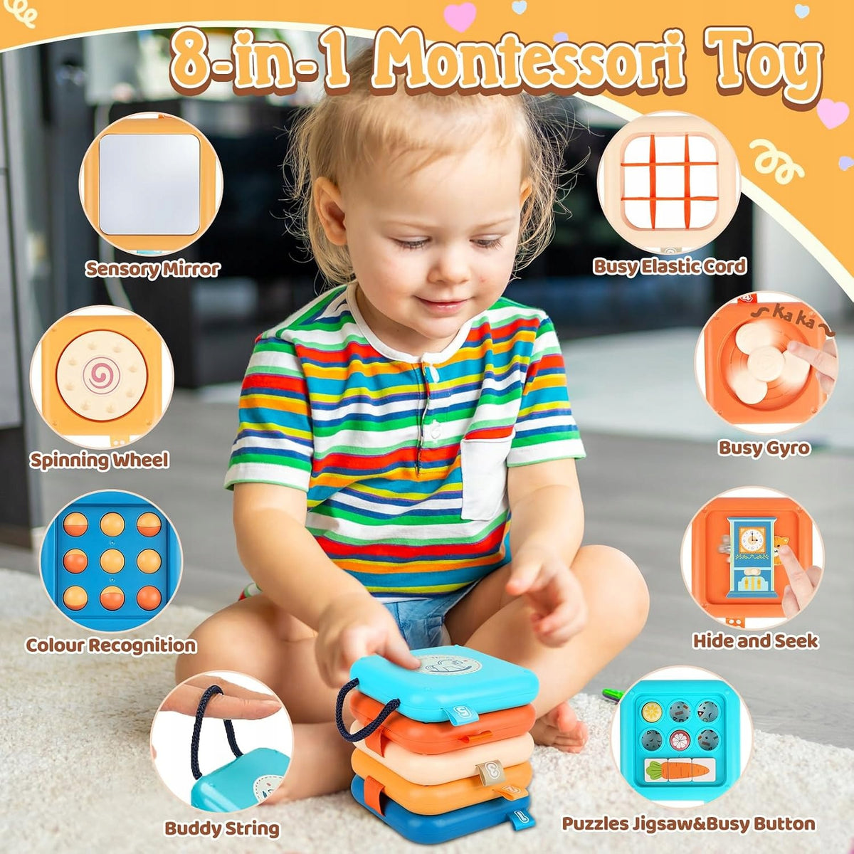 SENSORY ACTIVITY CUBE MONTESSORI FOLDING 5 PANELS GIFT Kind other