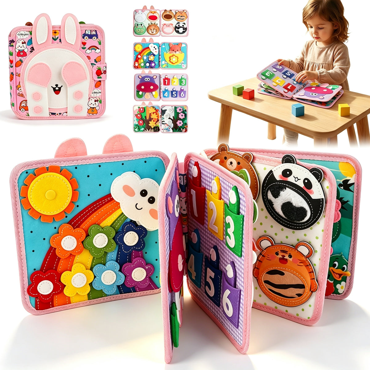 SENSORY BOOK 3D FELT MANIPULATIVE EDUCATION MONTESSORI