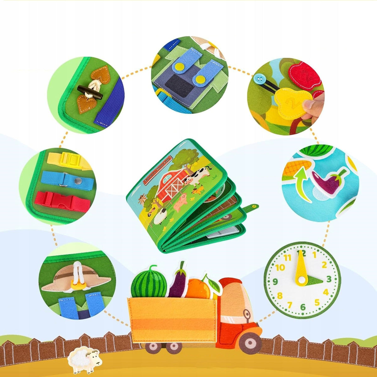 SENSORY BOOK MONTESSORI EDUCATIONAL FELT BOOK 3D FARM THEME Manufacturer code TYC0441ST*1KNSI