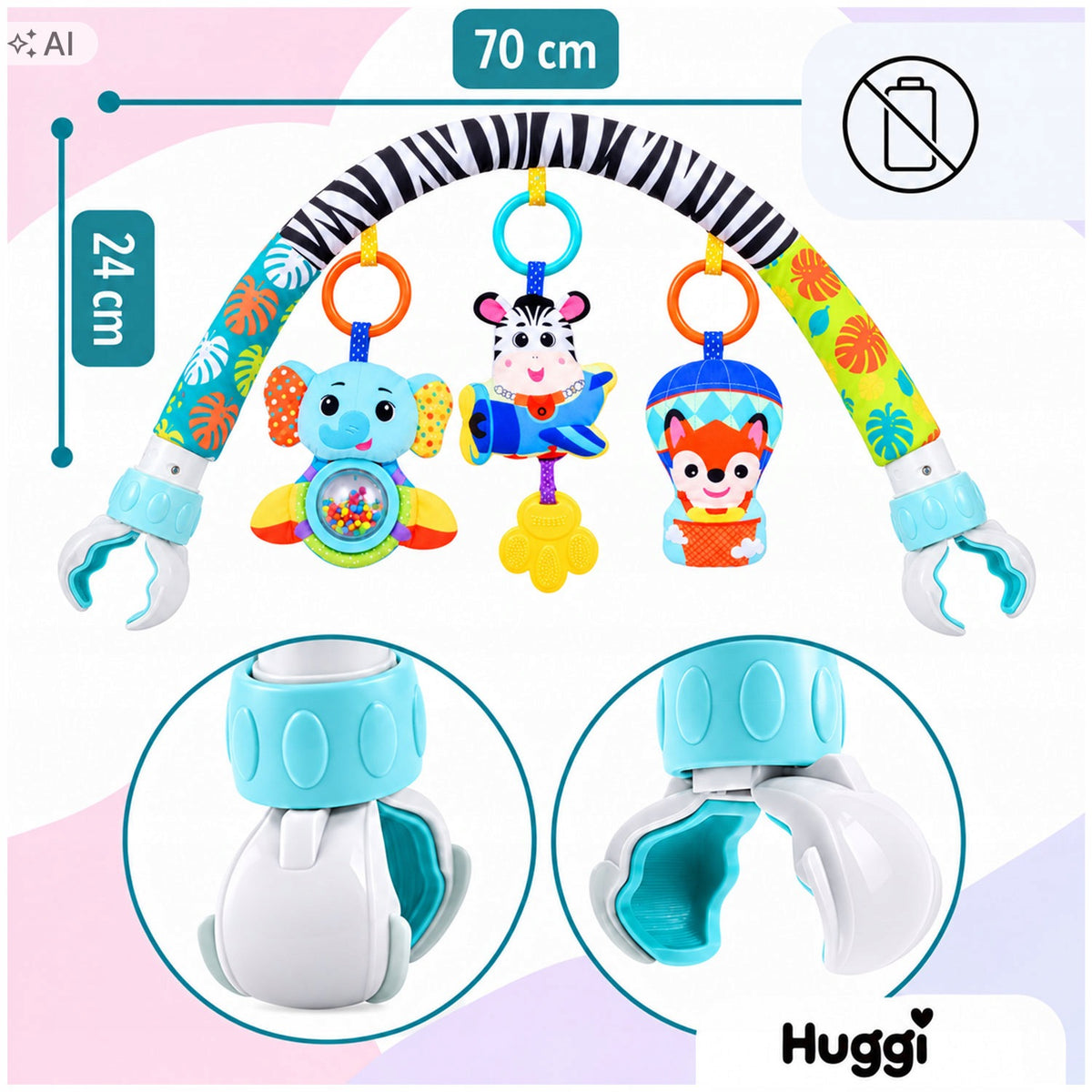 SENSORY BOW HEADBAND WITH TOYS RATTLE FOR STROLLER CRIB 0+ Brand Magical