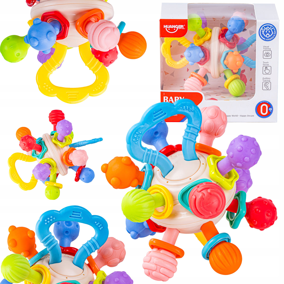 SENSORY Educational Baby Toy Teether Rattle Ball Protrusions