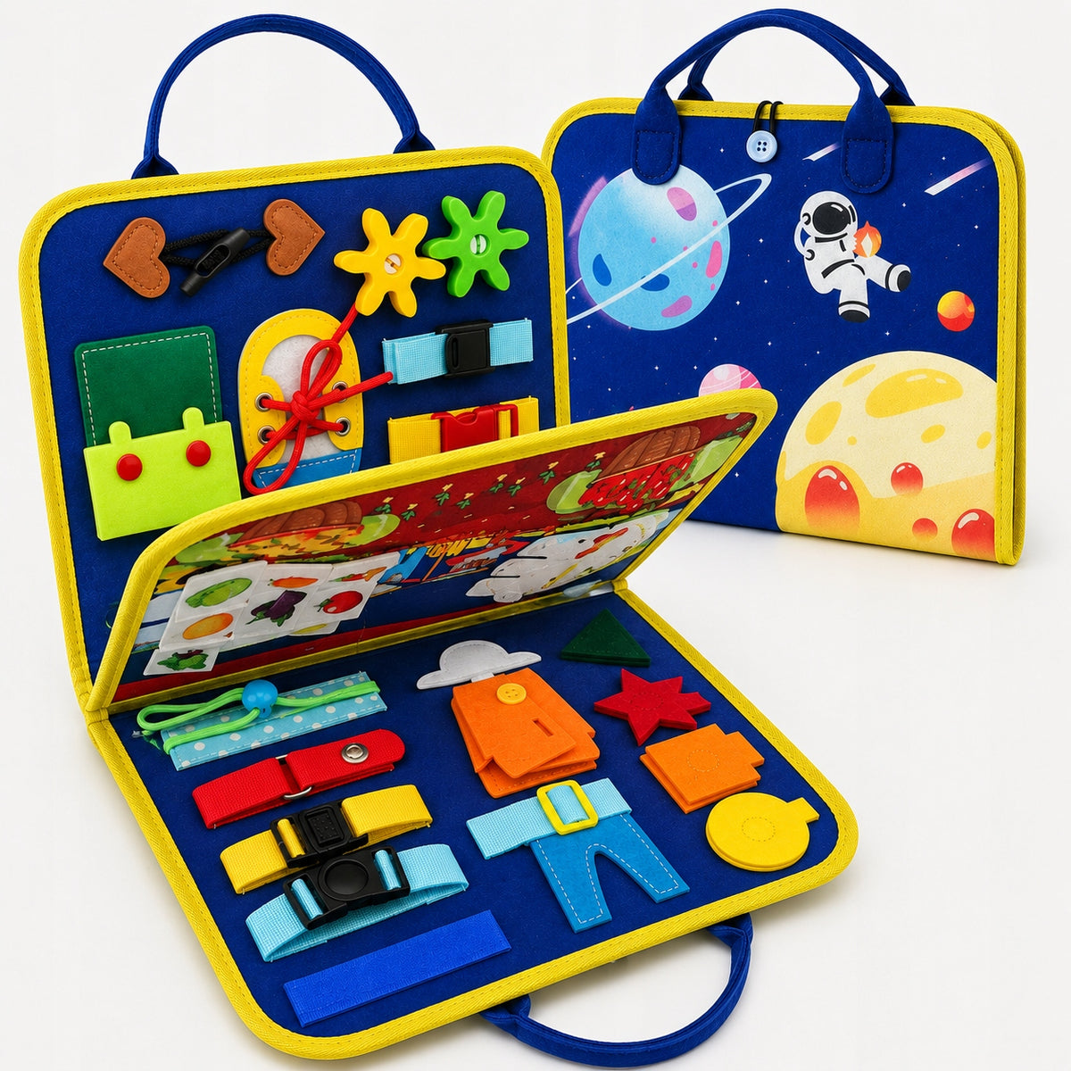 SENSORY MANIPULATION BOARD clock puzzle SUITCASE soft book NI Packaging status original