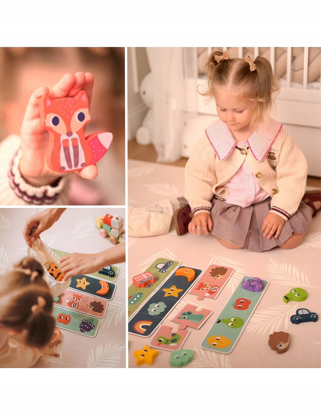 SENSORY PUZZLE MEMORY MATCH SHAPE WOODEN FIGURINES BAG Brand Woopie