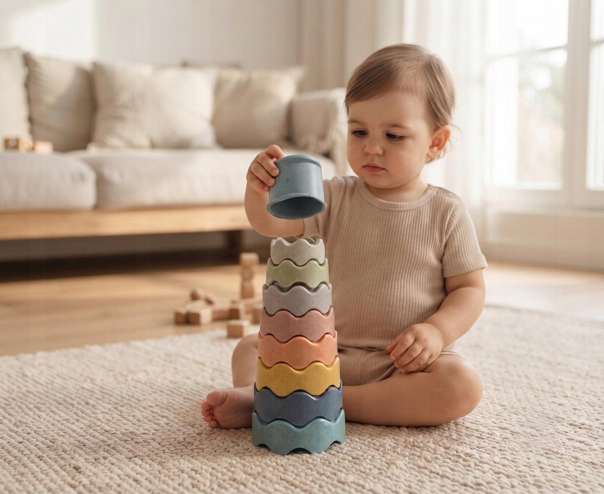 SENSORY PUZZLE SET CUPS TOWER PYRAMID BATH TOY Brand Midex