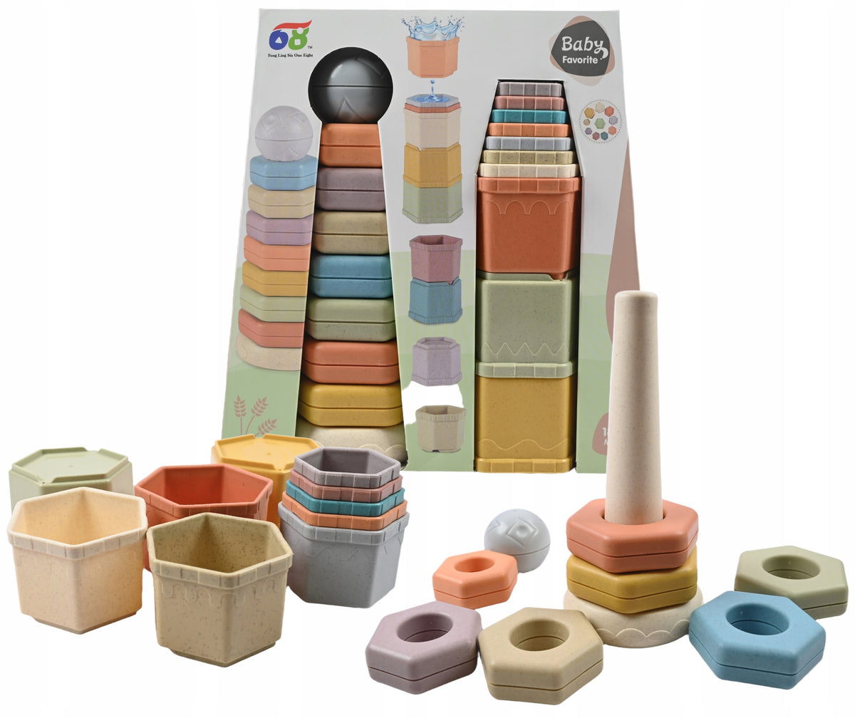 SENSORY PUZZLE SET CUPS TOWER PYRAMID PUZZLE SORTER