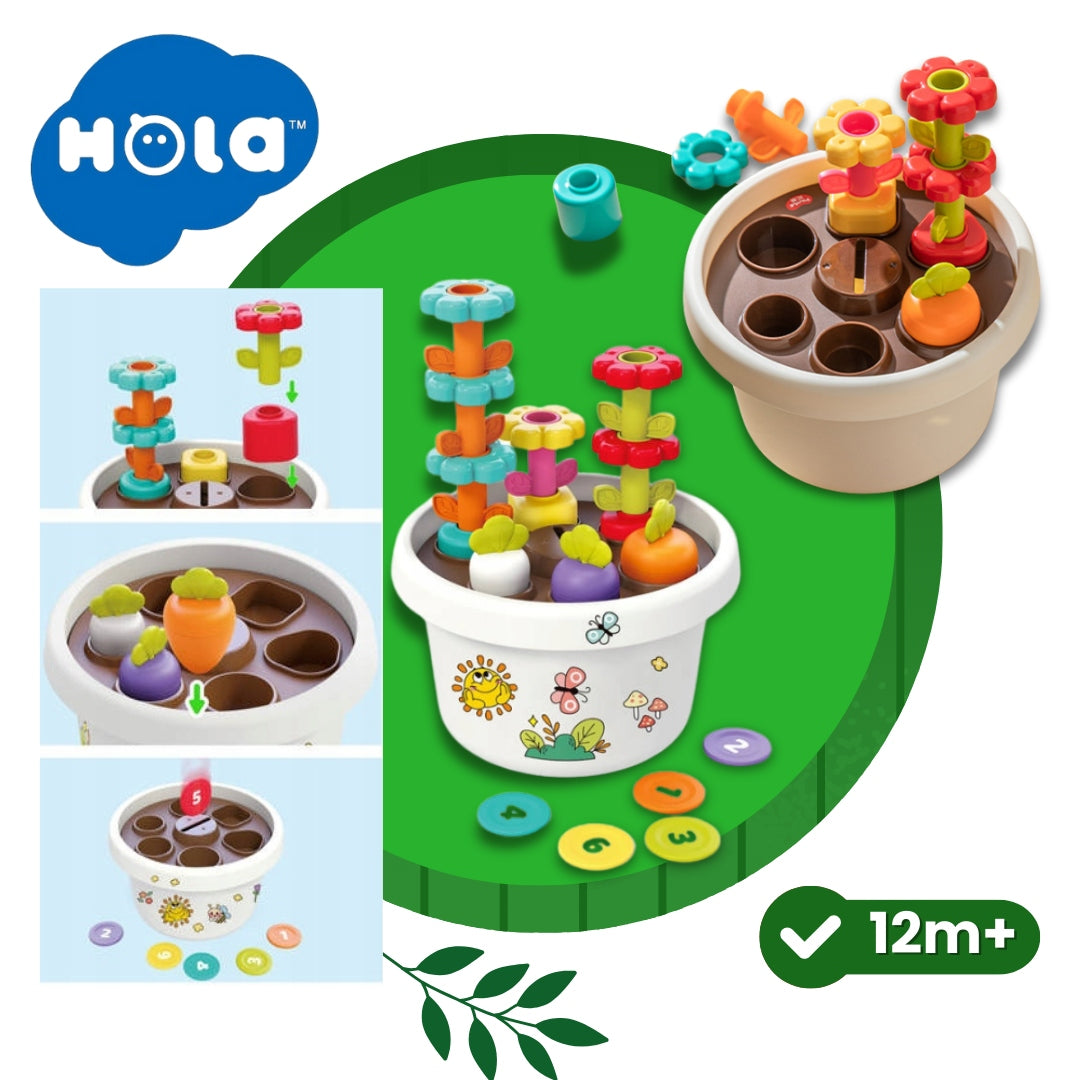 SENSORY SORTER Hola Flower Pot Magnetic Pyramid Blocks Flowers 12m+ Brand Hola