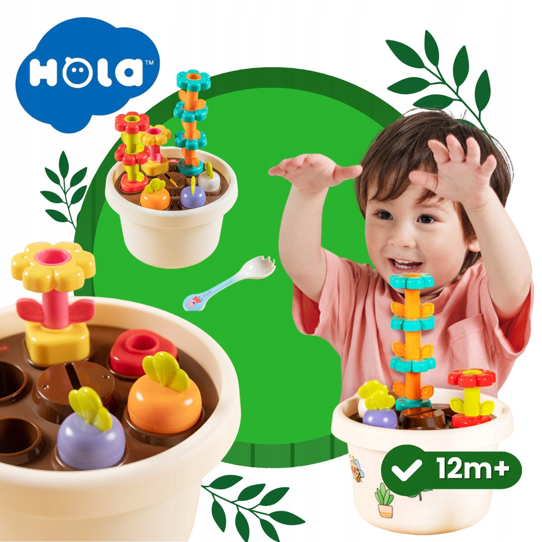 SENSORY SORTER Hola Flower Pot Magnetic Pyramid Blocks Flowers 12m+ Packaging status original