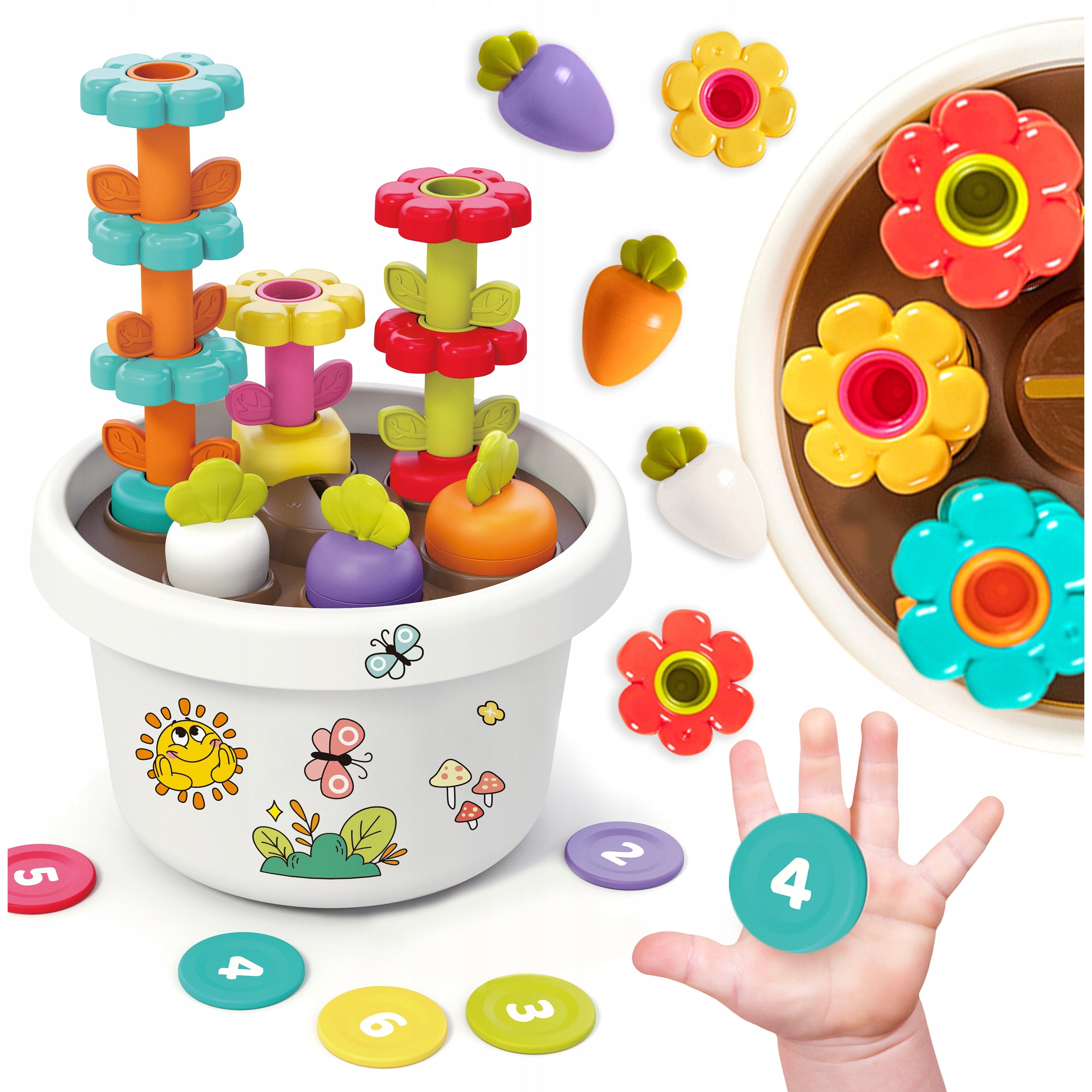 SENSORY SORTER Hola Flower Pot Magnetic Pyramid Blocks Flowers 12m+
