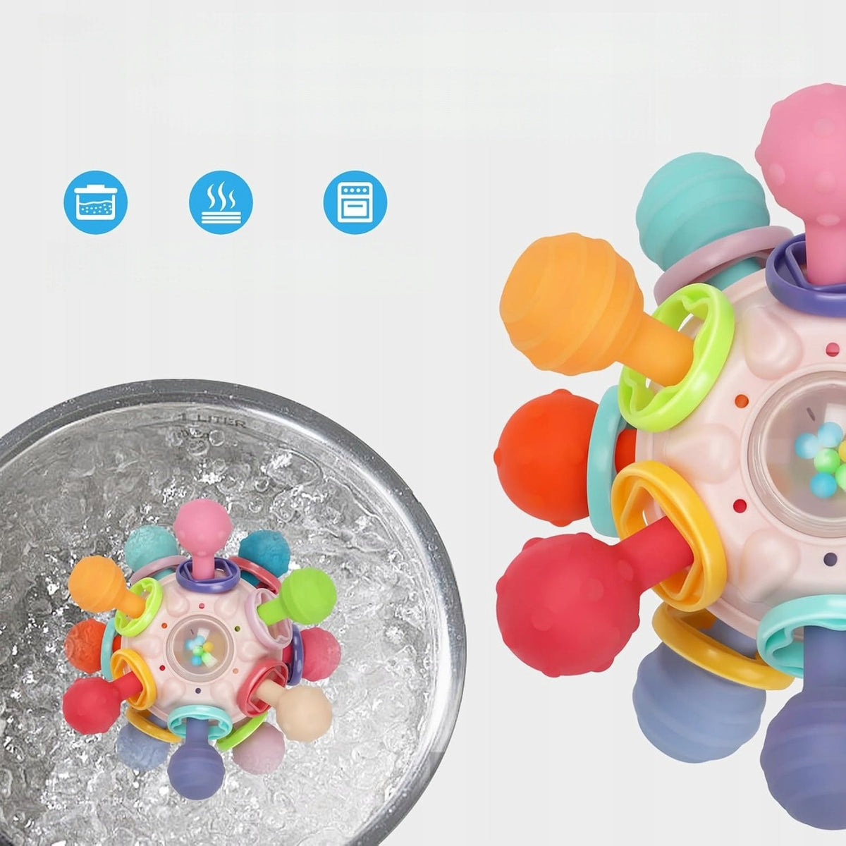 SENSORY TOY COLORFUL TEETHER RATTLE BALL TABS Manufacturer code QG-KJ-87