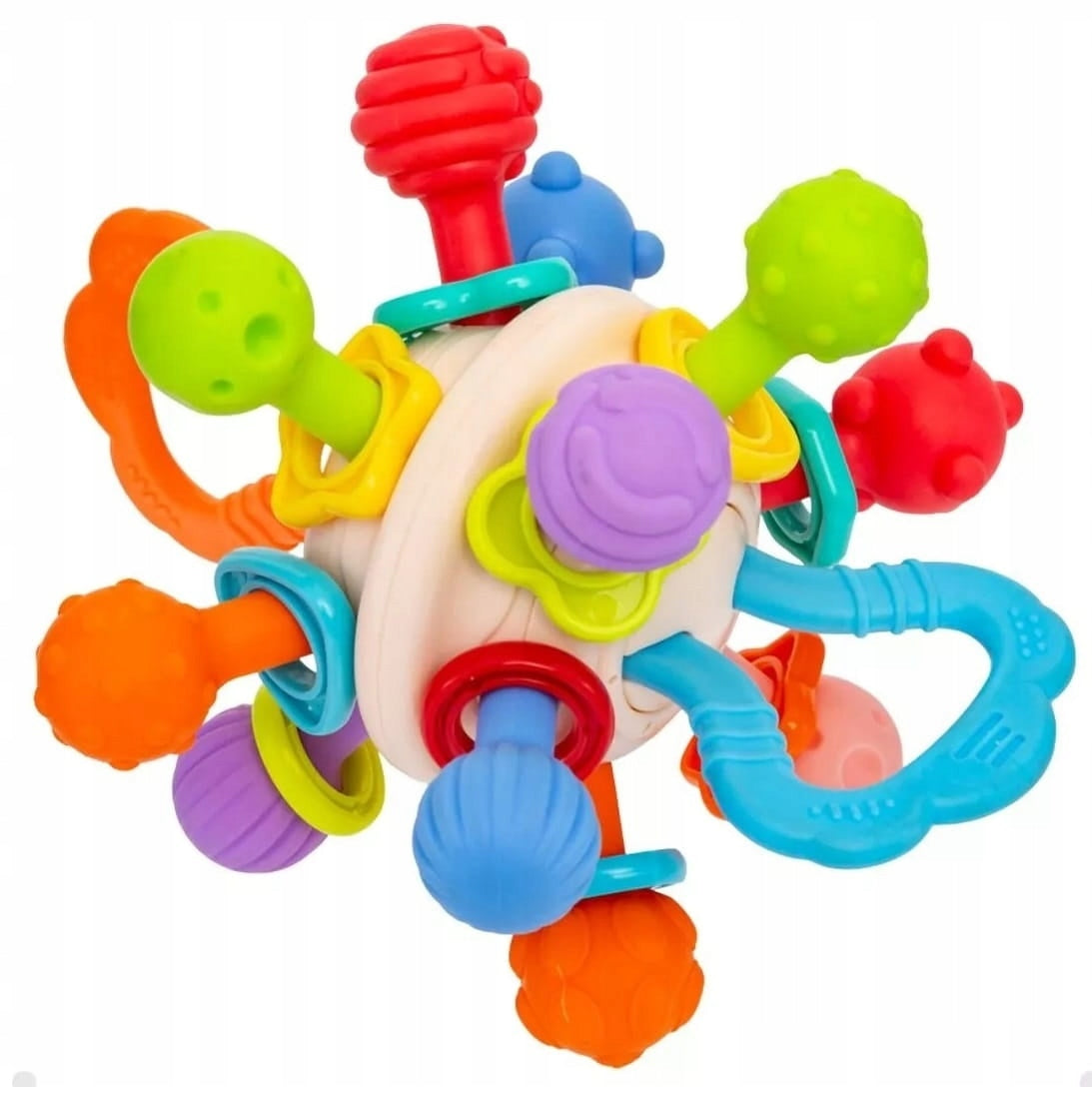 SENSORY TOY COLORFUL TEETHER RATTLE BALL TABS Manufacturer code ZABAWKA SENSORYCZNA KOLOROWA GRYZAK