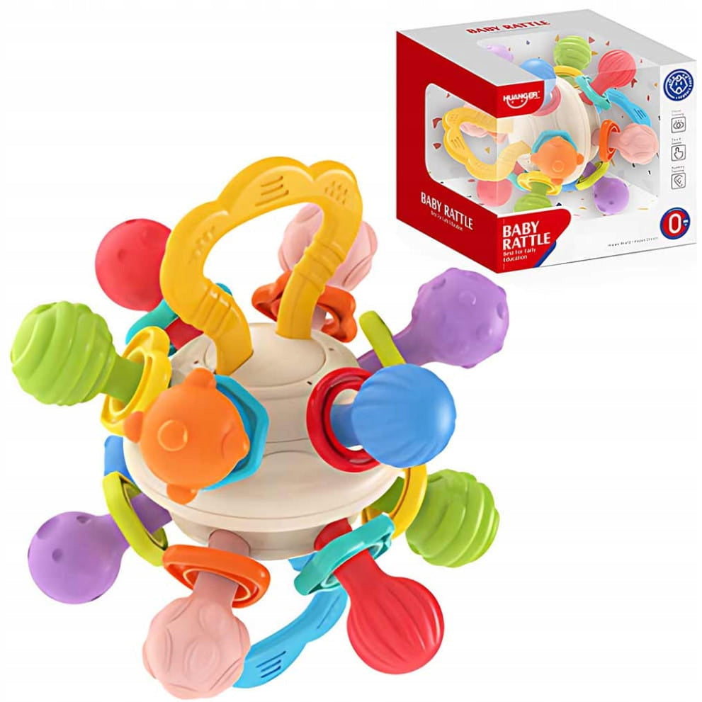 SENSORY TOY COLORFUL TEETHER RATTLE BALL TABS Packaging status original