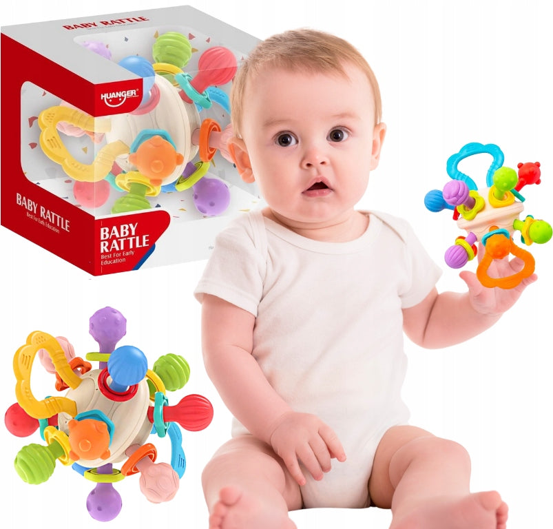 SENSORY TOY COLORFUL TEETHER RATTLE BALL TABS