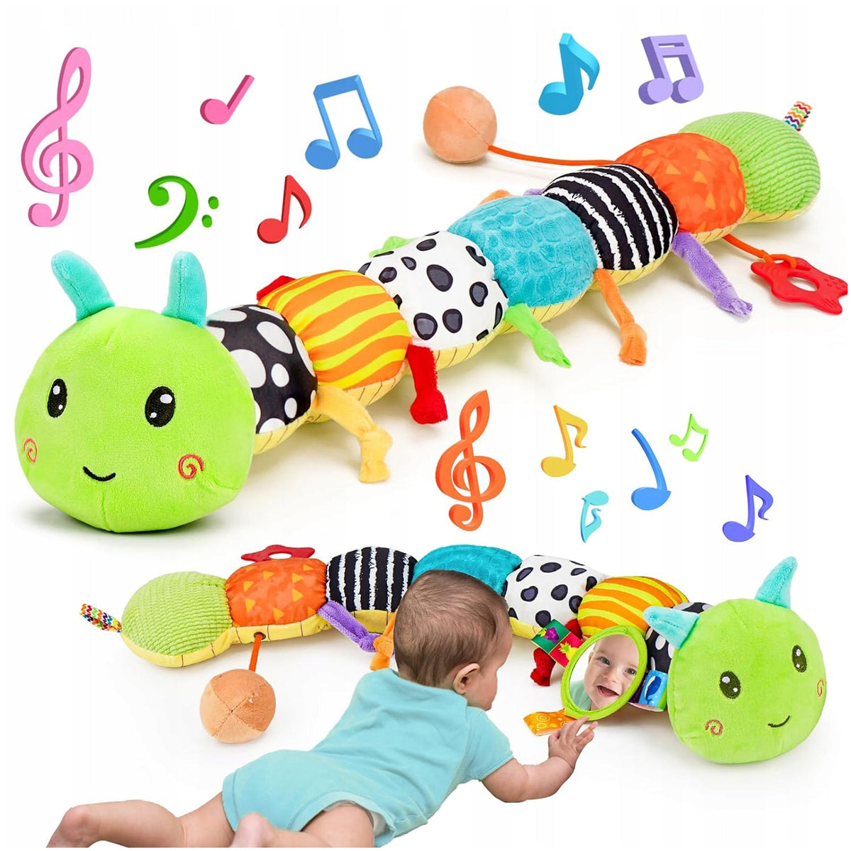 SENSORY TOY FOR BABIES MUSIC CATERPILLAR PLUSH ANTI-STRESS