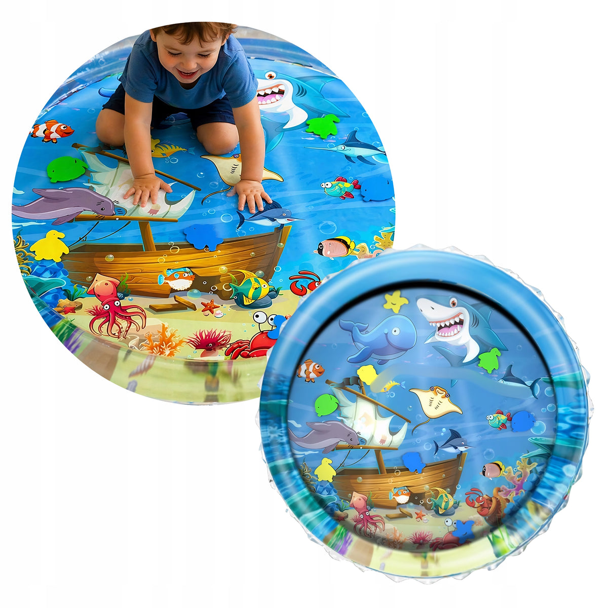 SENSORY WATER MAT for babies to play on the stomach 100 cm rubber