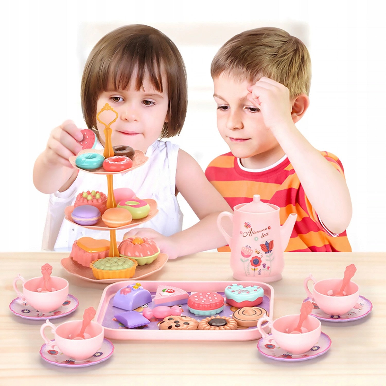 SERVICE COFFEE TEA SET FOR CHILDREN IN CASE CUP KETTLE TRAY Manufacturer code ZESTAW KAWOWOY DLA DZIECI