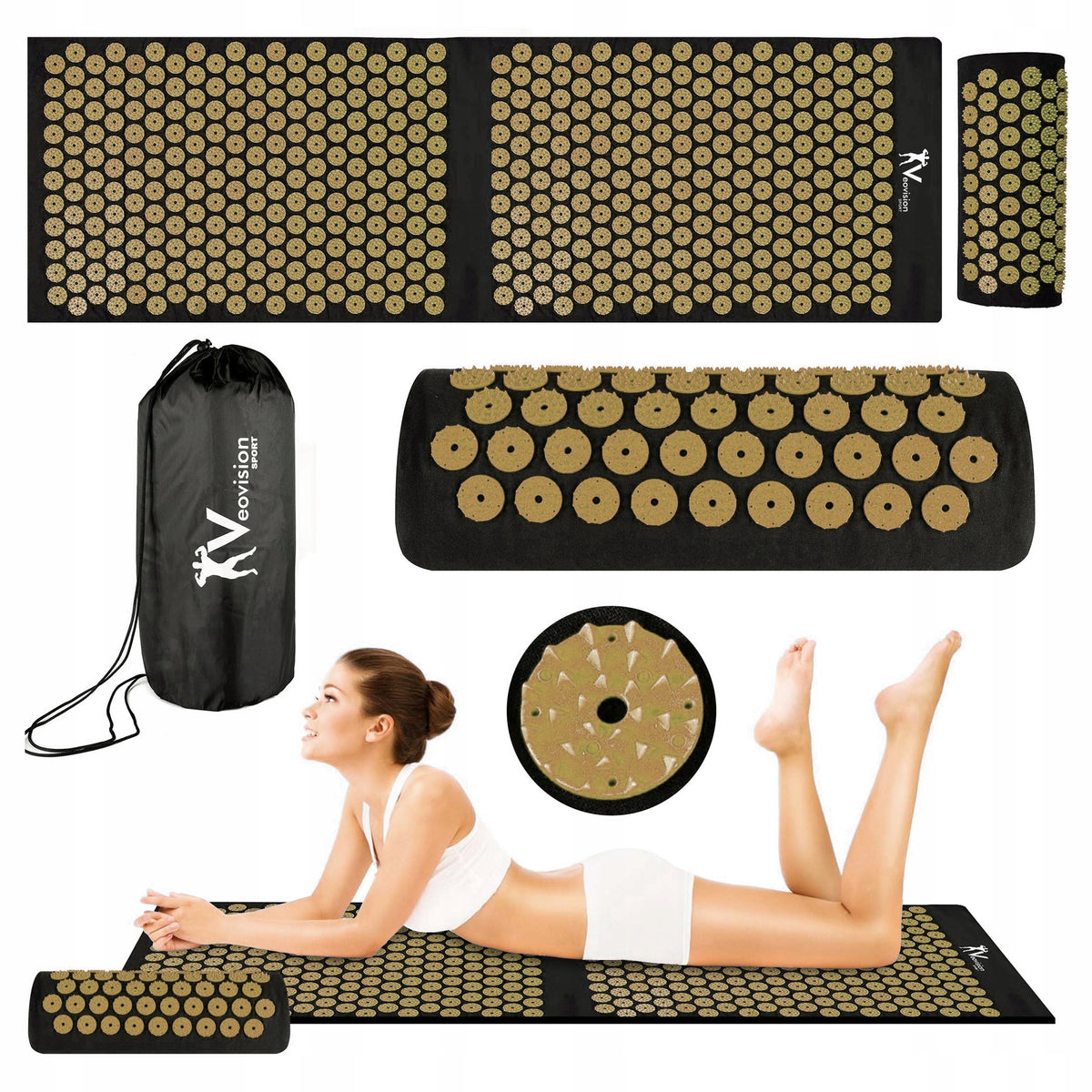 SET ACUPRESSURE MAT PILLOW ACUPRESSURE MASSAGER BACK PAIN STRESS