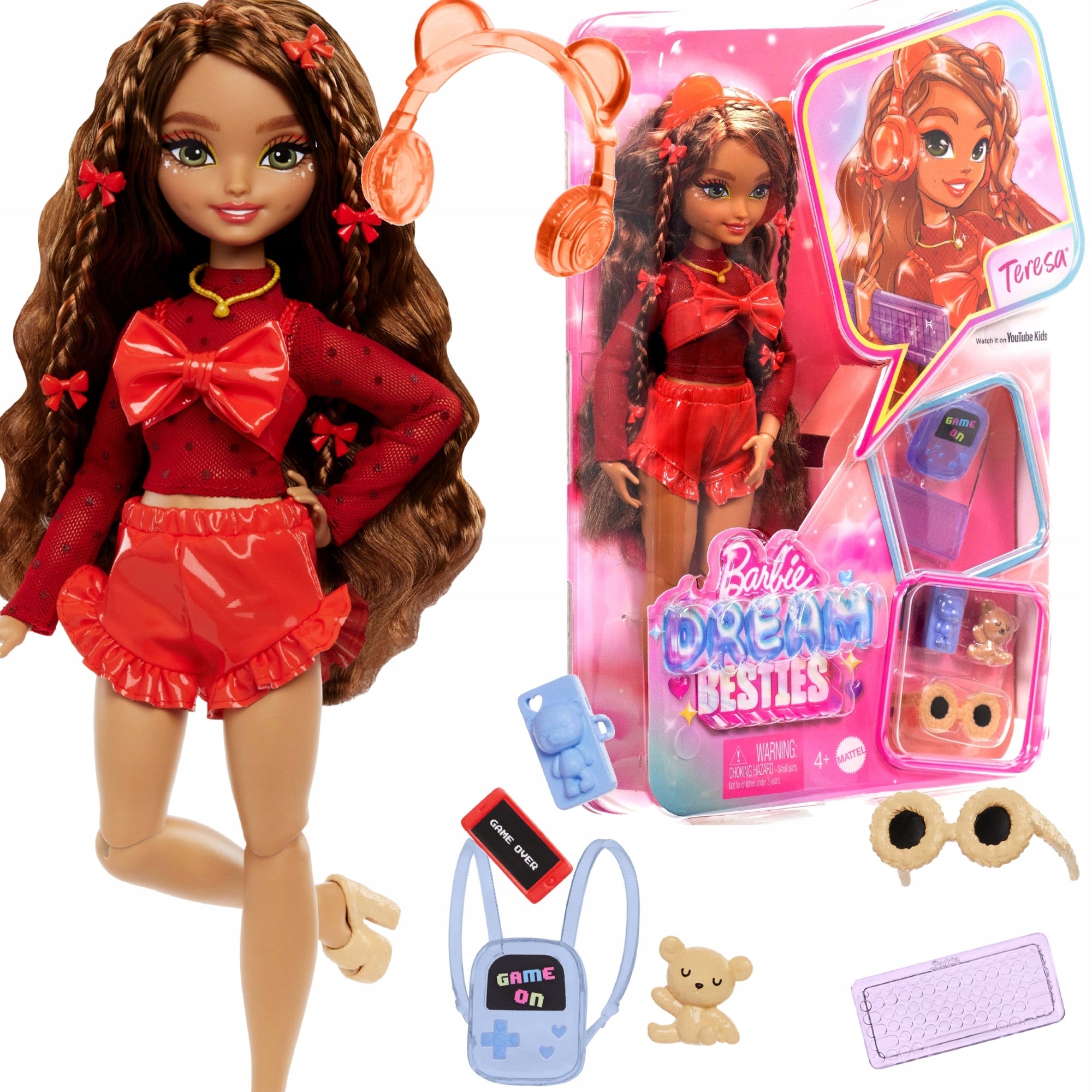 SET BARBIE DREAM BESTIES FASHION DOLL TERESA + ACCESSORIES BACKPACK PLUSH TOY