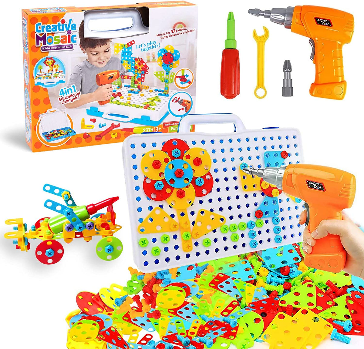 SET BUILDING BLOCKS SCREWDRIVER SCREWS 237el SUITCASE SCREWDRIVER WRENCH
