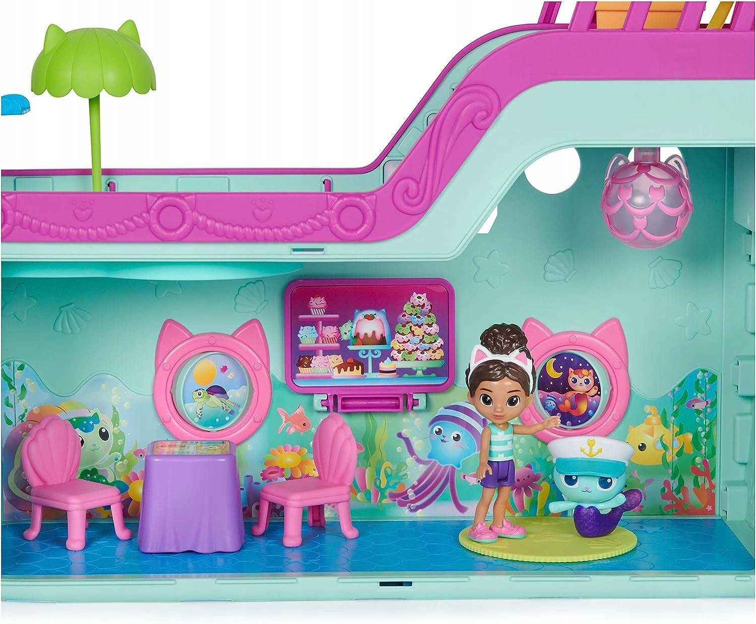SET CAT HOUSE GABI LARGE INTERACTIVE SHIP SWIMMING POOL MERMAID +2 FIGURINES Manufacturer code 6068572