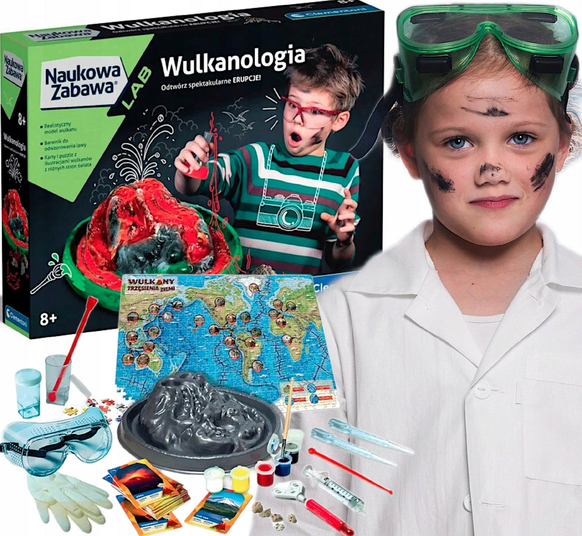 SET CREATIVE VOLCANOLOGY LABORATORY LEARNING FUN CHILDREN CLEMENTONI