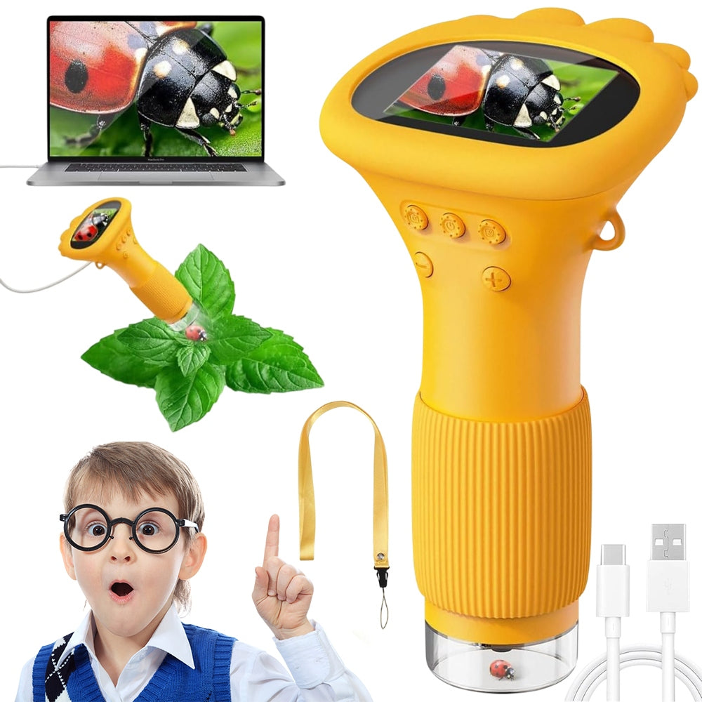 SET DIGITAL EDUCATIONAL MICROSCOPE FOR CHILDREN LED SCREEN 2"1000X LCD USB