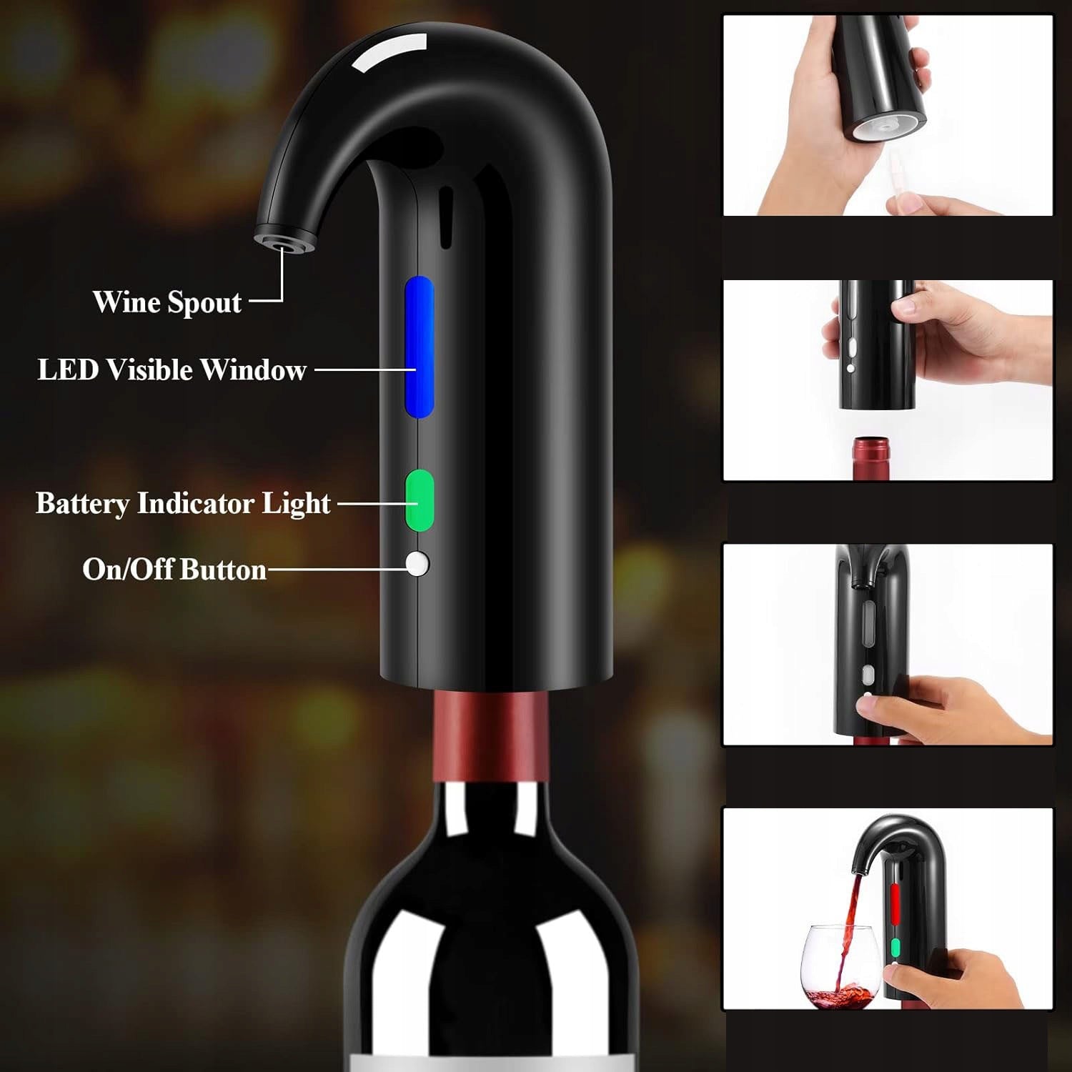 SET DISPENSER ELECTRIC WINE POURER AERATOR + OPENER + BAG Manufacturer code SW-EA01