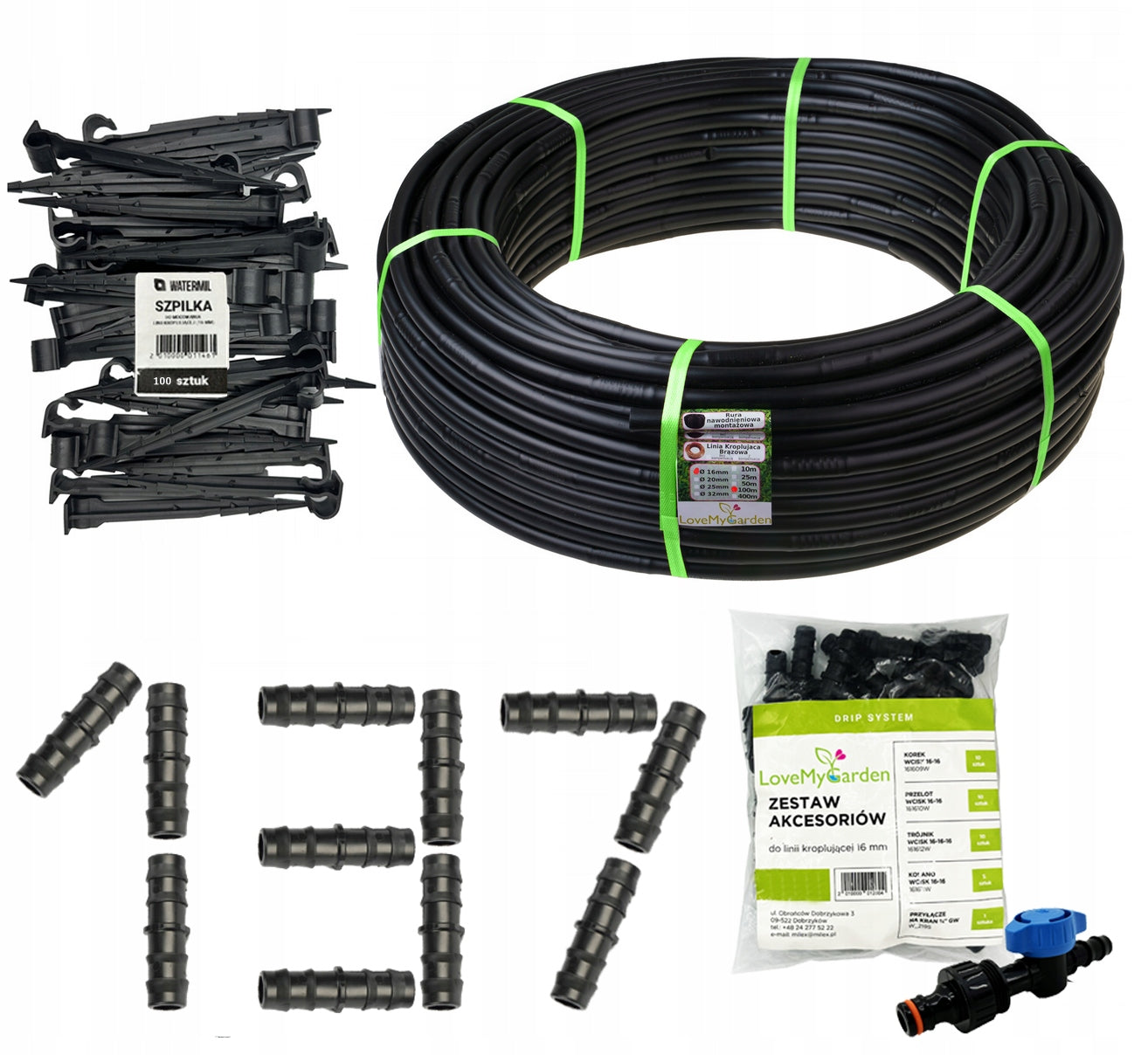 SET Drip line 100m + 100 pins/137 accessories STRONG droplet
