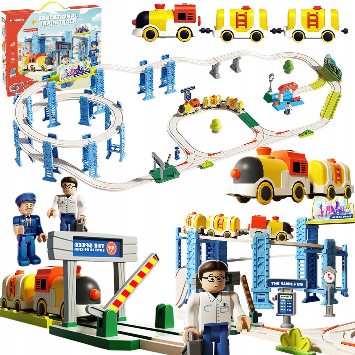 SET ELECTRIC RAILWAY LARGE TRACK TRAIN WAGONS CARS BRIDGE CROSSOVERS 125EL