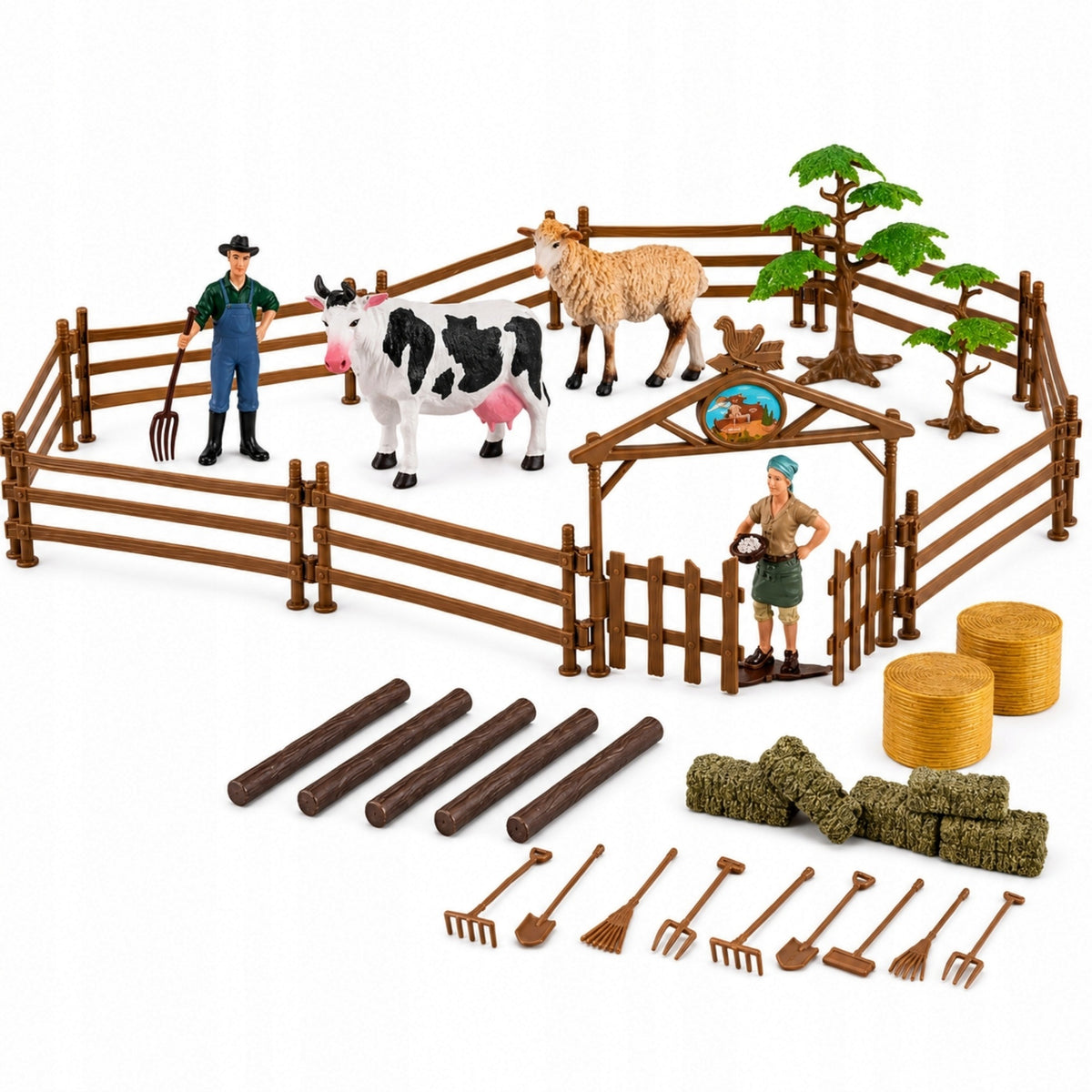 SET FARM TRACTOR TRAILER TRACTOR FARM AGRICULTURAL MACHINERY ANIMALS F Kid's age 3+ years