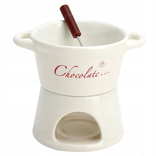 SET FONDUE CHOCOLATE CERAMIC 300 ML WITH FORK GIFT wooden Brand no brand