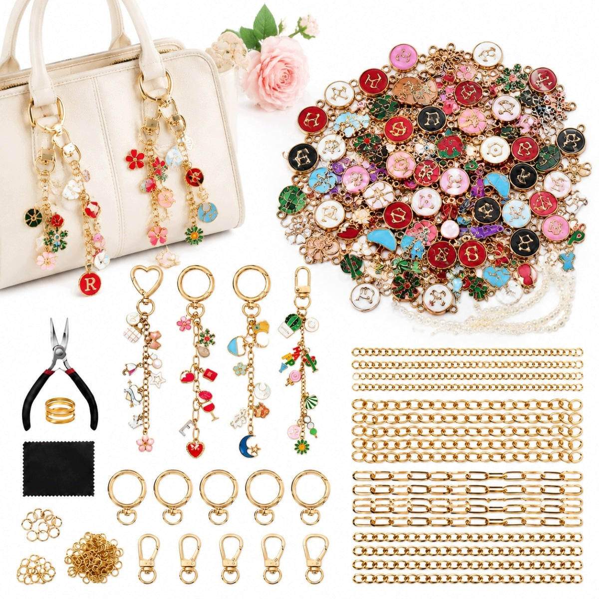 SET FOR CREATING KEYCHAINS WITH DIY ACCESSORIES
