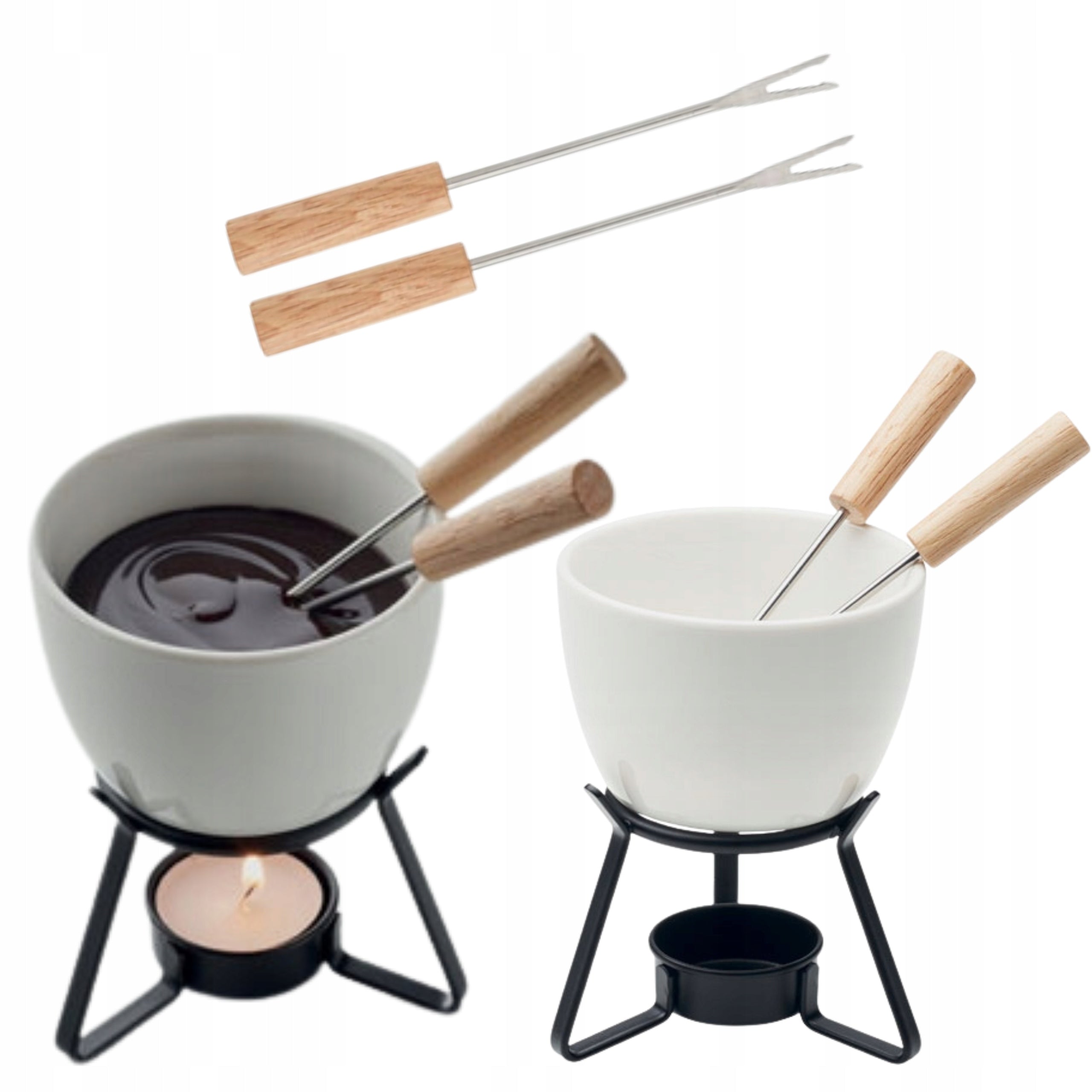 SET FOR FONDUE CHOCOLATE CHEESE HEATER CERAMIC MUG + FREEBIES Brand no brand