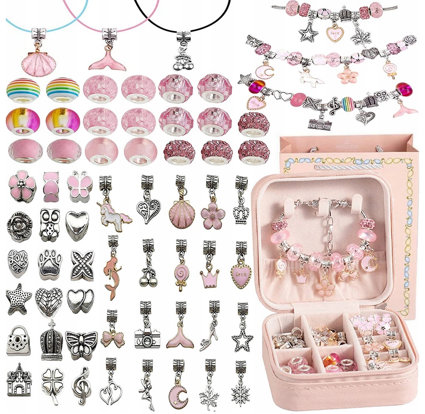 SET FOR MAKING BRACELETS NECKLACES FOR CHILDREN GIFT BEADS XXL Manufacturer code ZESTAW DROBIAZGARNIA XXL RÓŻ