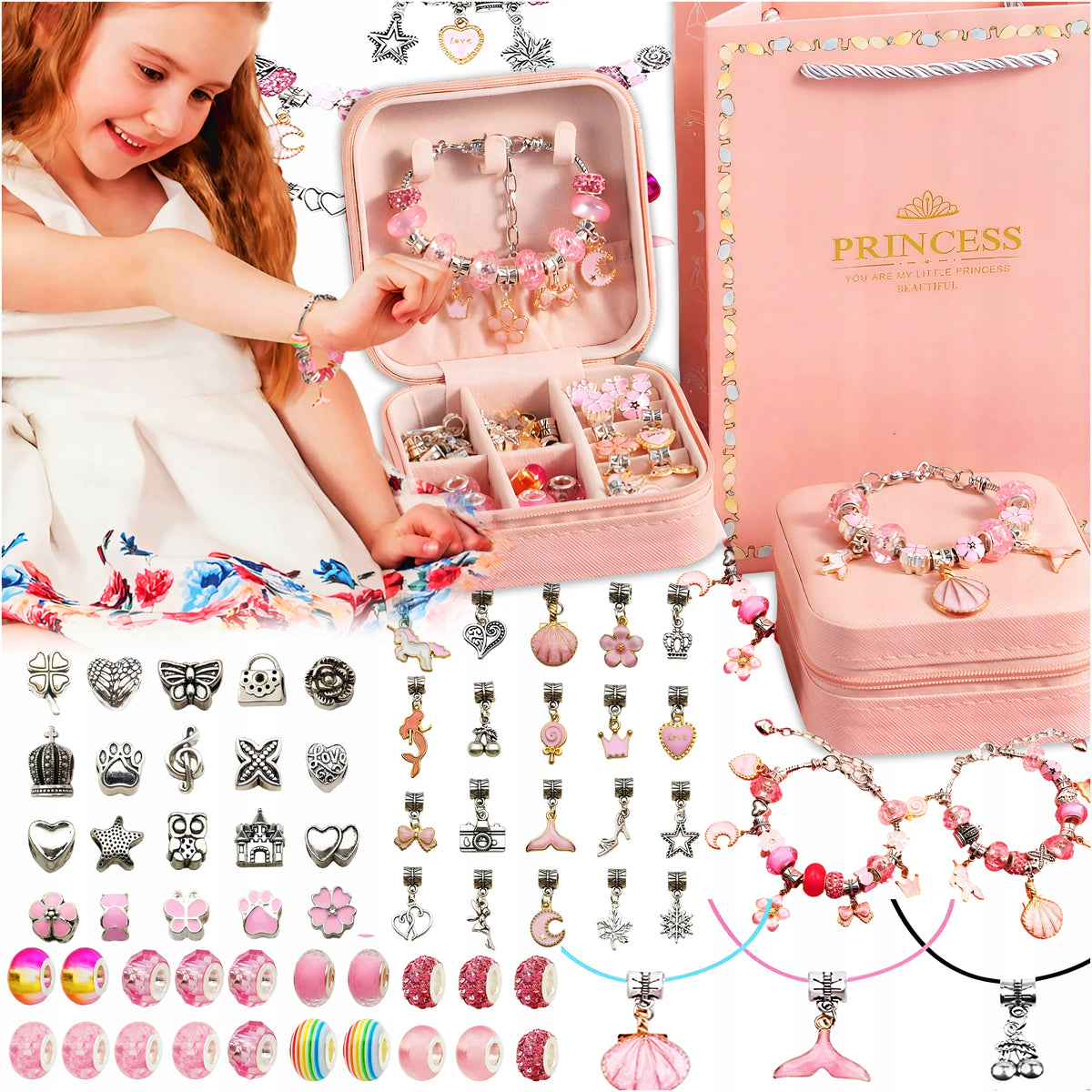 SET FOR MAKING BRACELETS NECKLACES FOR CHILDREN GIFT BEADS XXL