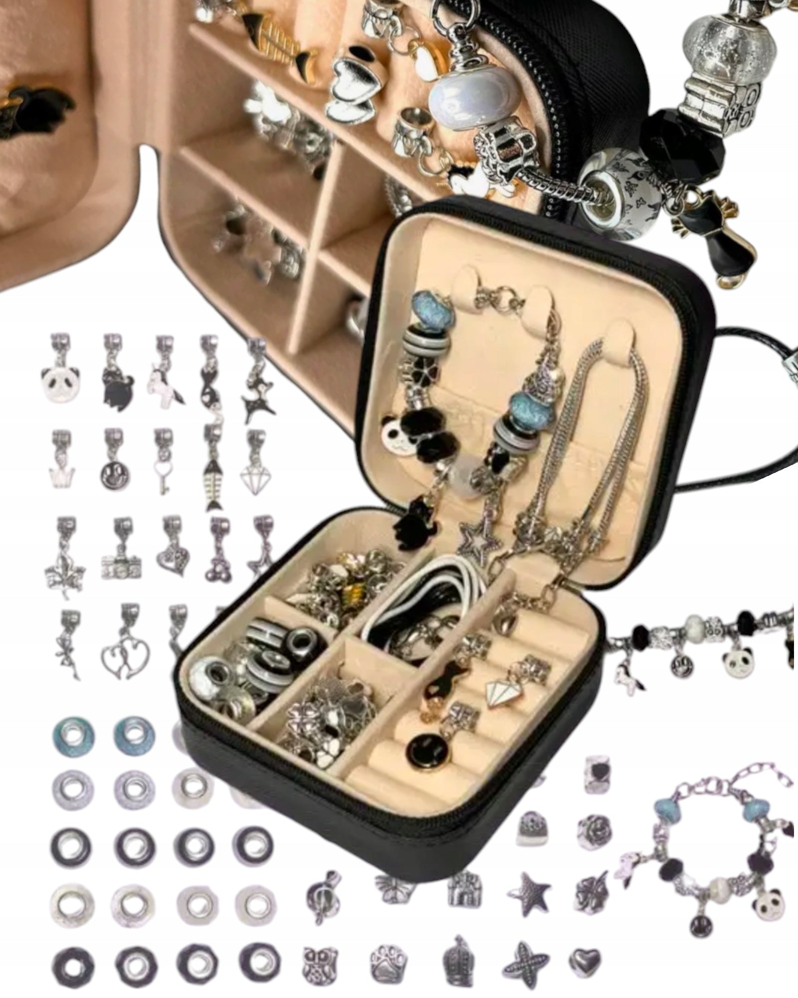 SET FOR MAKING BRACELETS NECKLACES GIFT + CHEST BLACK EAN (GTIN) 5906302801404